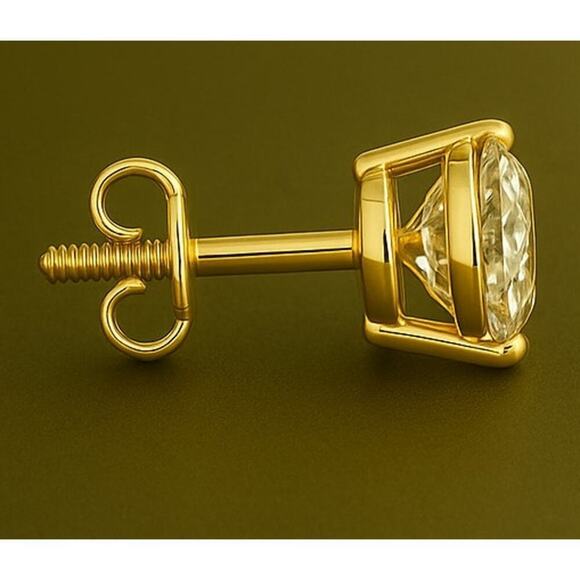 3 ct Lab Grown Diamond Stud Earrings G Color VS Clarity 14K Yellow Gold NWT - Picture 3 of 6